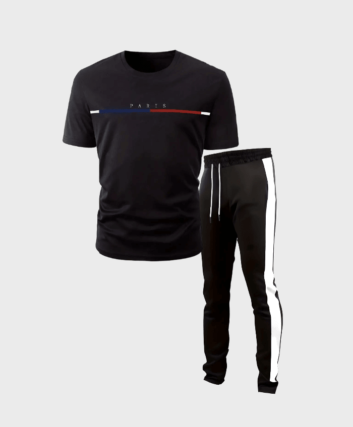 Paris - 2-delige set zwart t-shirt en zwarte trackpants - Miller-Mode