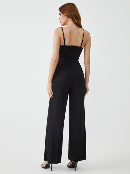 Cami jumpsuit met korset en mesh