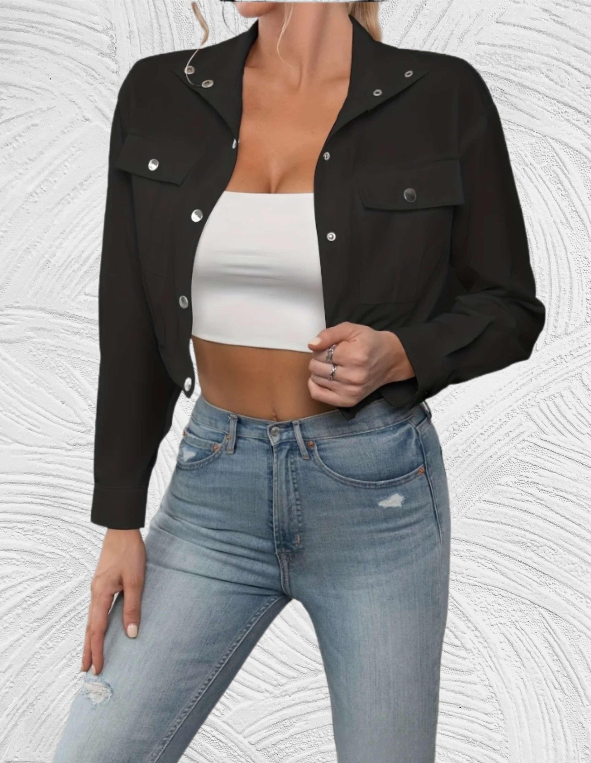 Beth - Casual cropped jasje met knopen jas - Miller-Mode