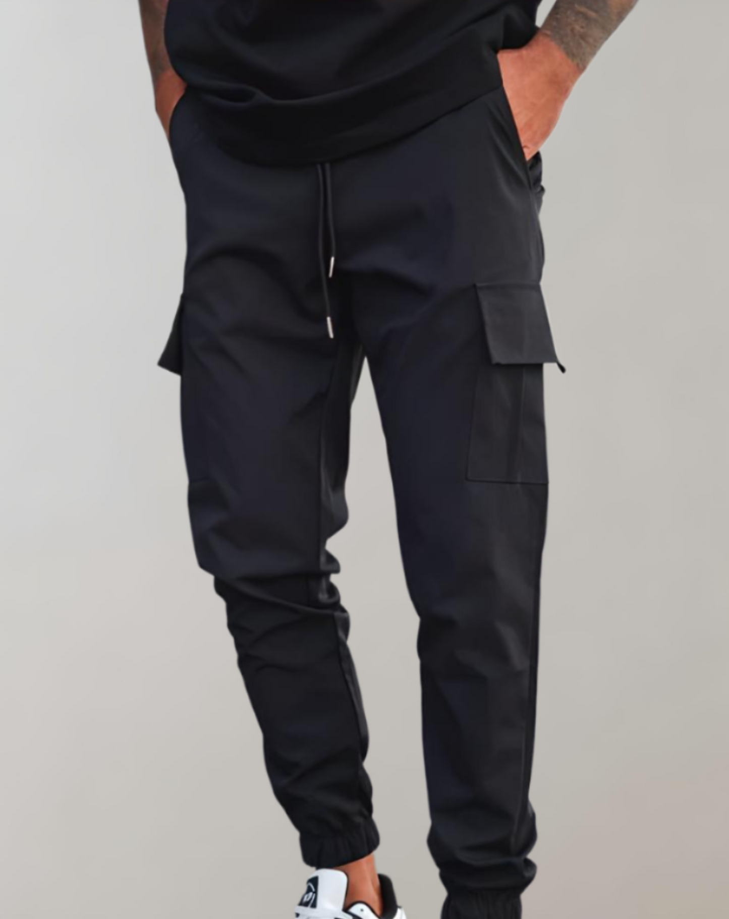 Slim fit, effen kleur jogger met meerdere zakken en rekbare taille