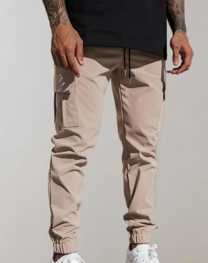 Slim fit, effen kleur jogger met meerdere zakken en rekbare taille