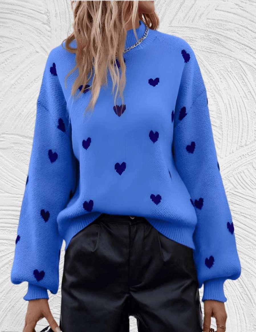 Heart- Oversized trui met ronde hals en hartjesprint - Miller-Mode