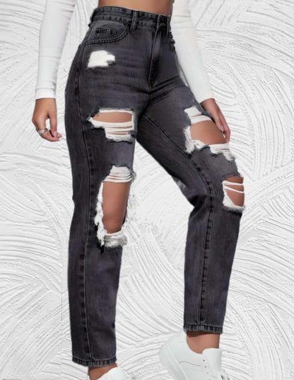 Lucy - Goed passende skinny jeans met gescheurd design en hoge taille - Miller-Mode