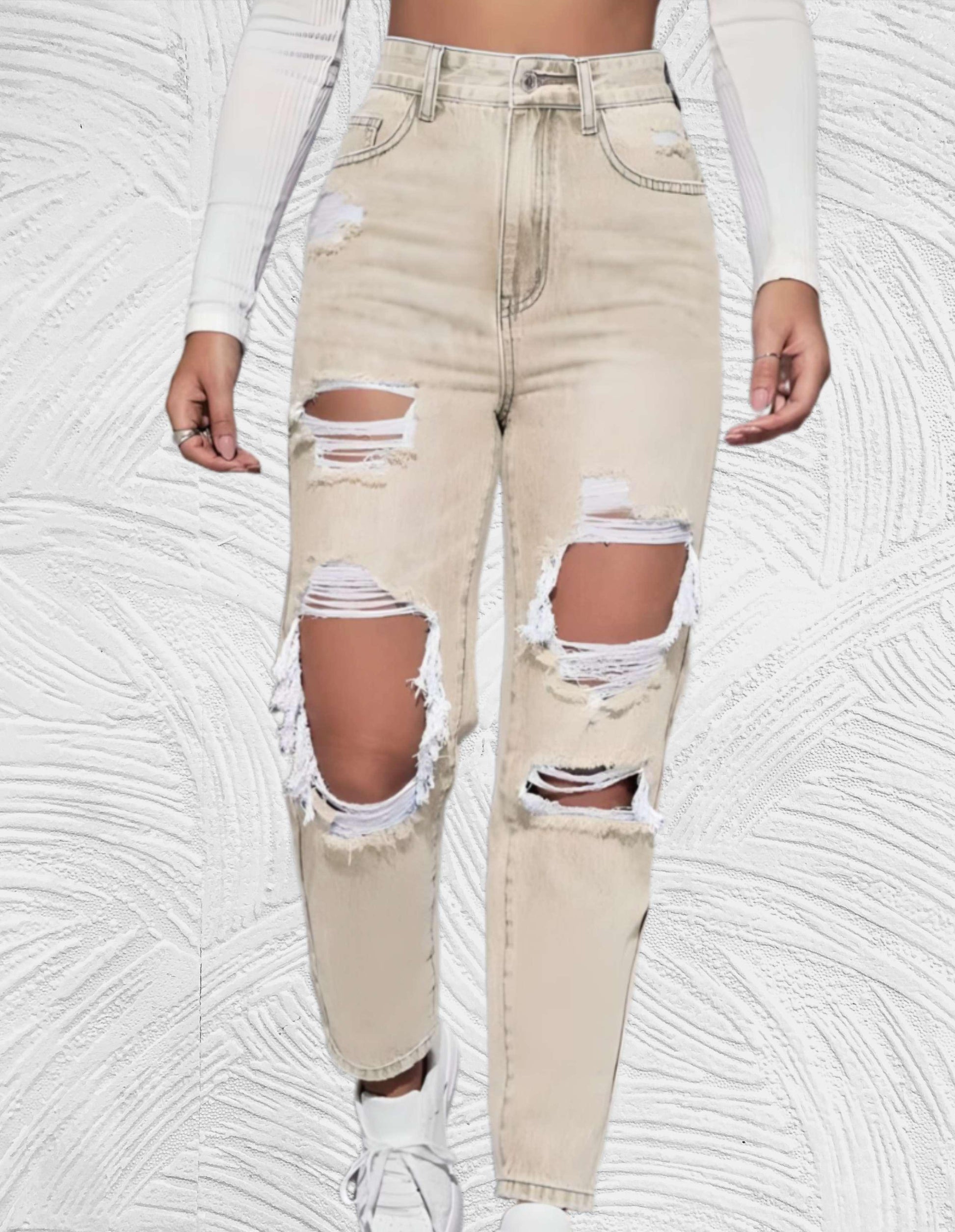 Lucy - Goed passende skinny jeans met gescheurd design en hoge taille - Miller-Mode