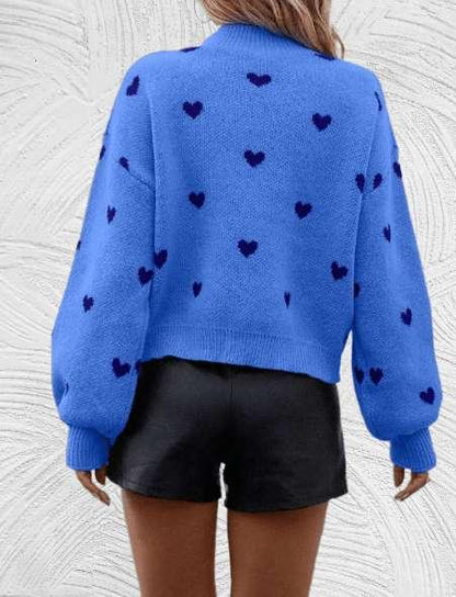 Heart- Oversized trui met ronde hals en hartjesprint - Miller-Mode