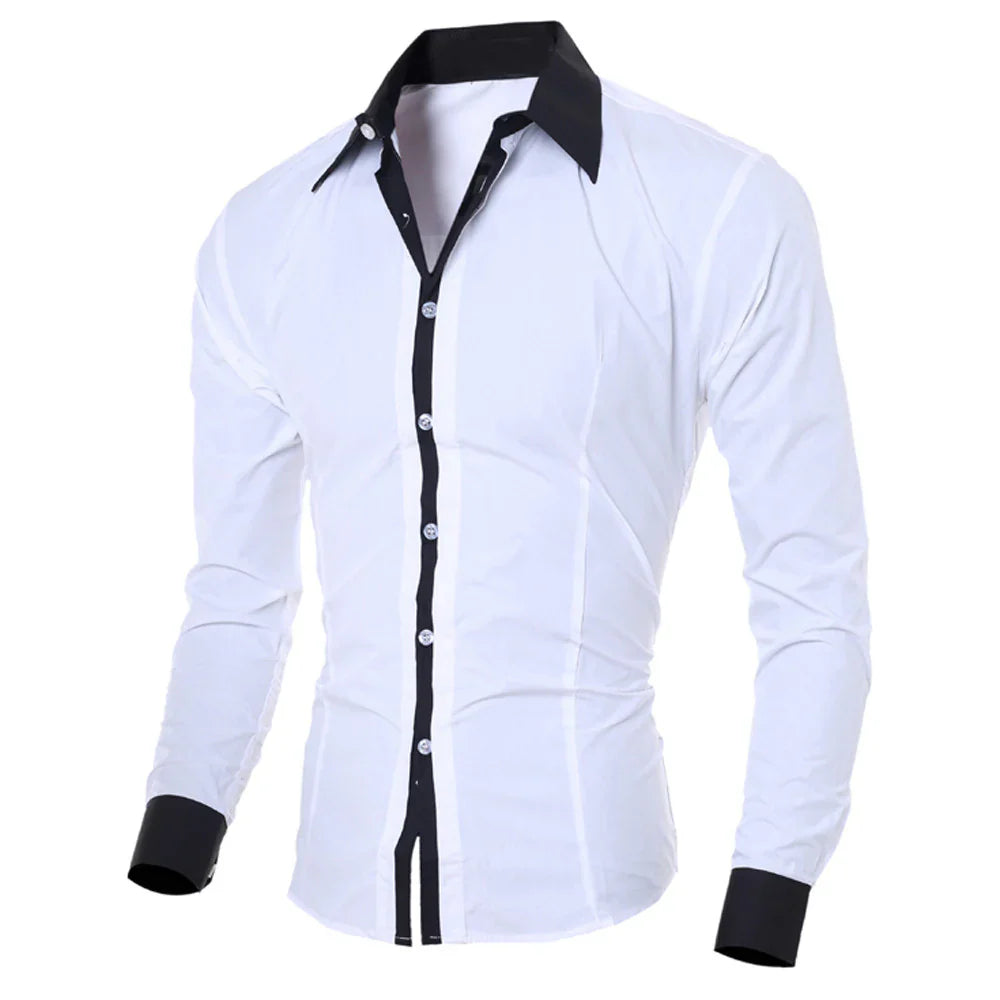 dual tone slim fit heren overhemd